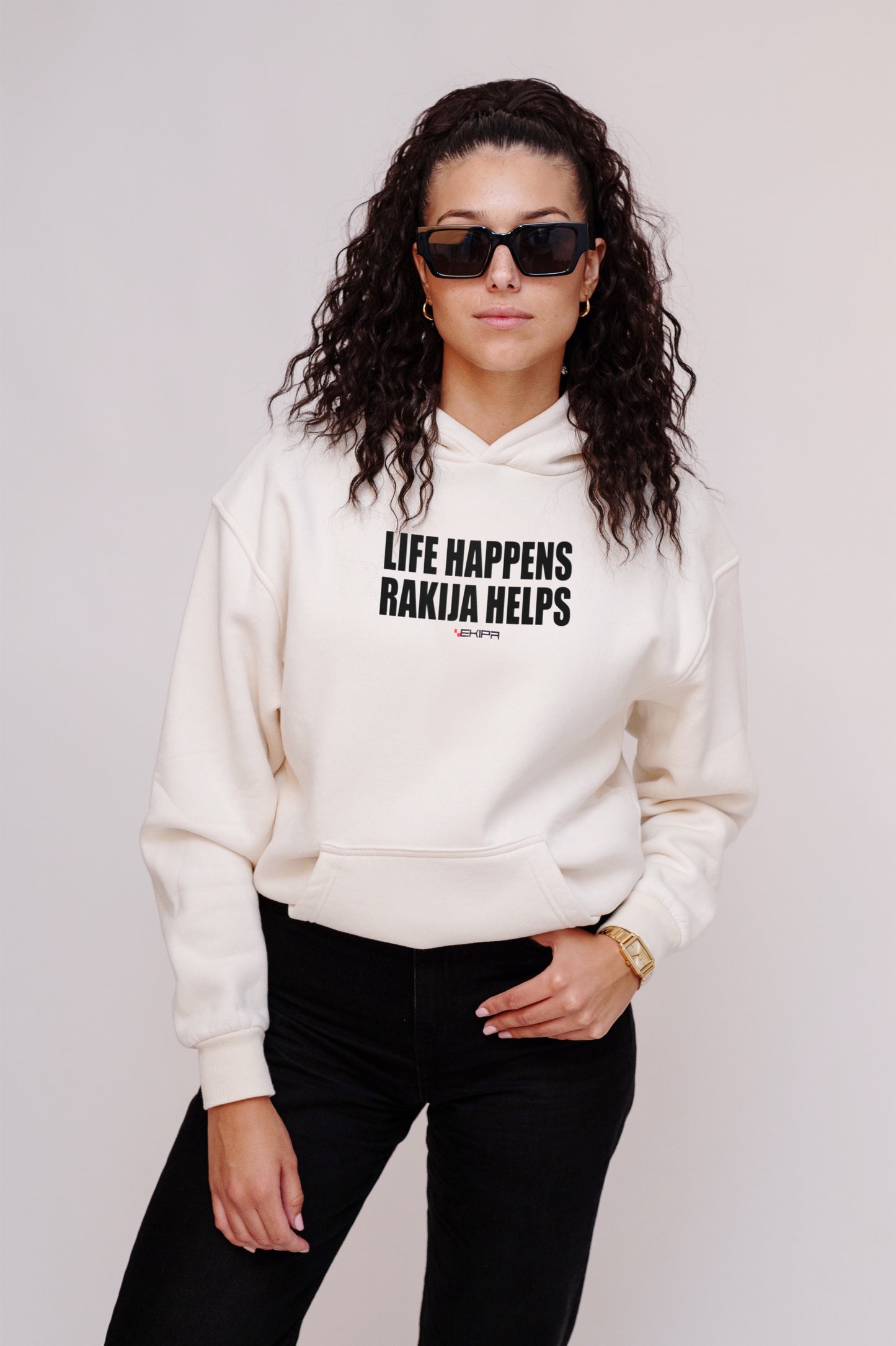 "Life Happens, Rakija Helps" - Classic Premium Hoodie