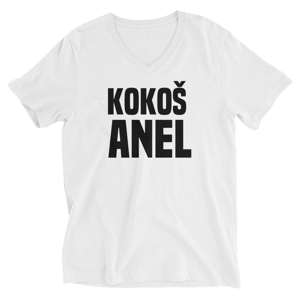 "Kokoš anel" -T-Shirt mit V-Ausschnitt
