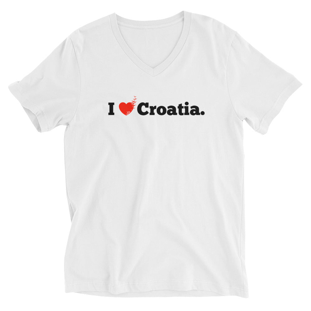 "I Love Croatia" -T-Shirt mit V-Ausschnitt
