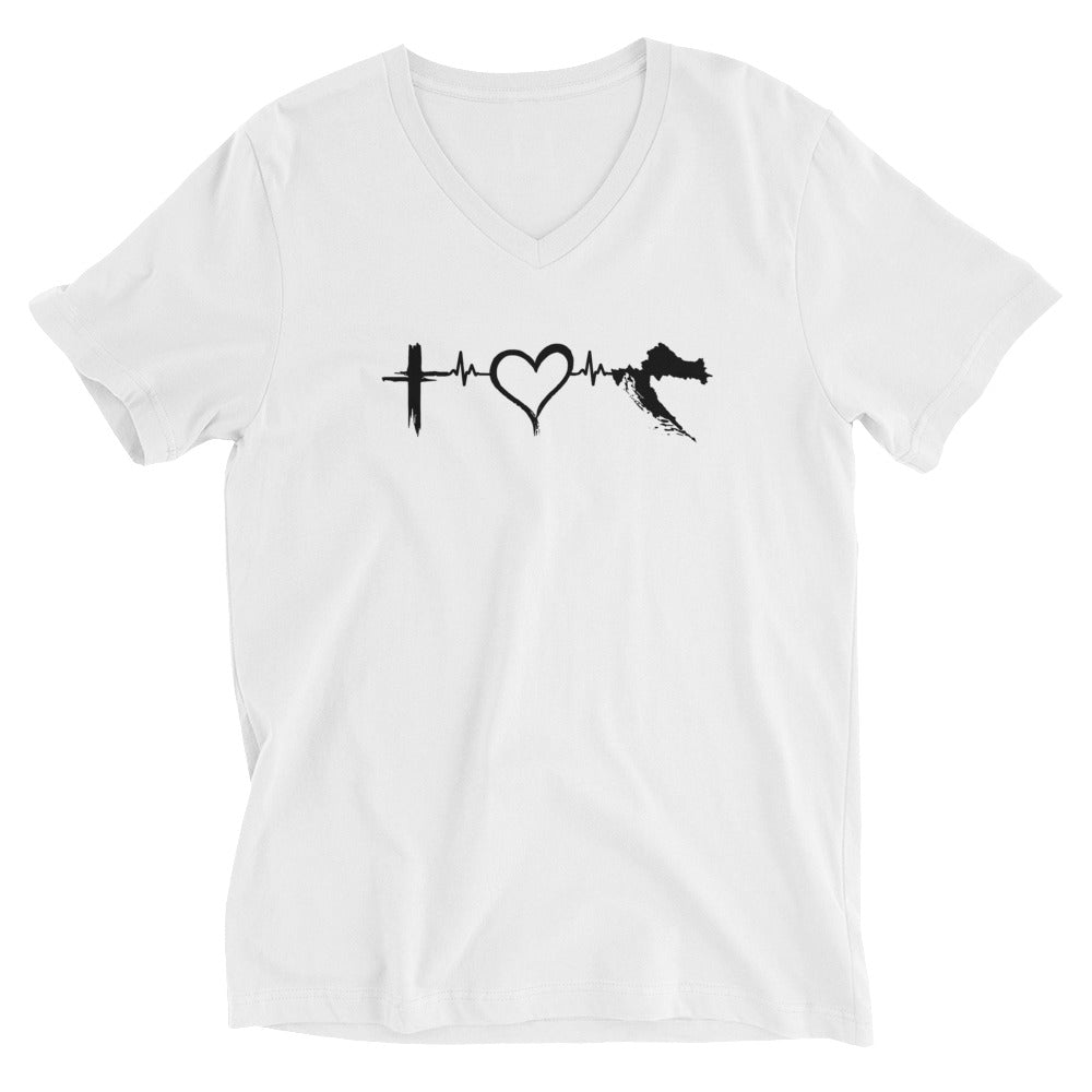 "Vjera Ljubav Domovina" - T-Shirt mit V-Ausschnitt